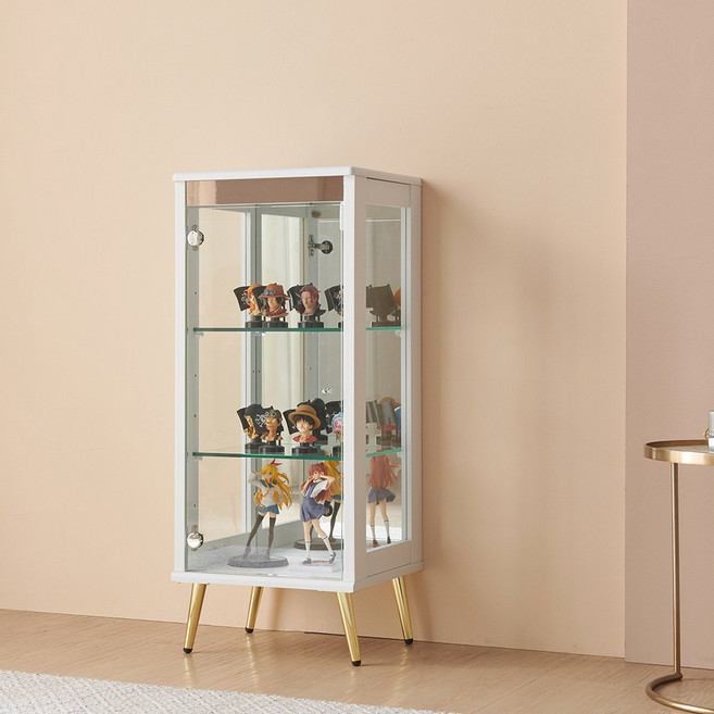 골드-프리미엄 400-3단 유리 장식장 거실 진열장 미니 양주장, 화이트, 화이트