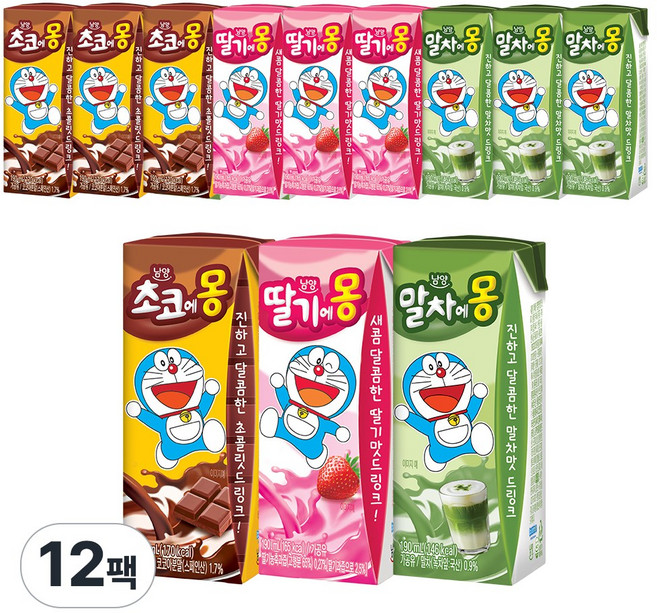 초코에몽4+딸기에몽4+말차에몽4 190ml