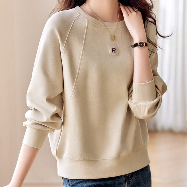 SAHINER 봄 여성 캐주얼 라운드넥 맨투맨 LWAWY56