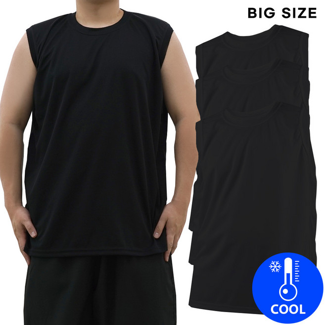 워너빅 남자 빅사이즈 쿨 기능성 나시 민소매티 런닝 3매세트 (4xl까지)