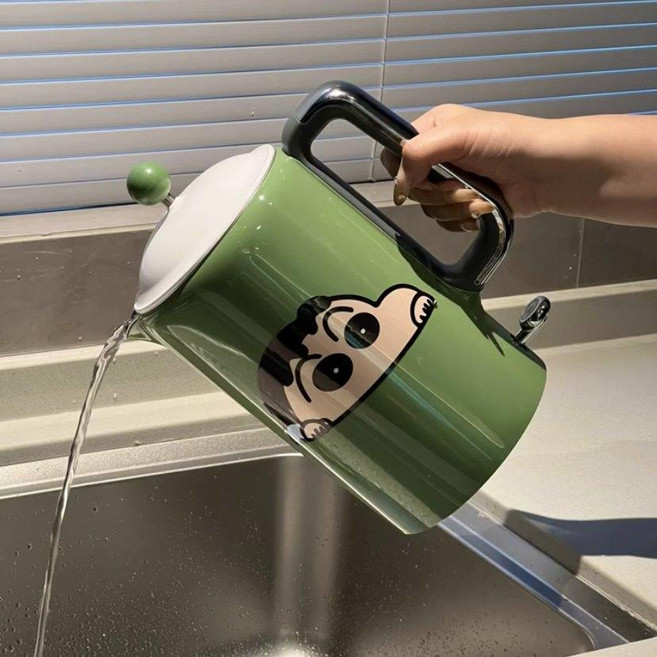 커피 포트 레벤호프 전기 온도조절 스테인리스 주전자 무선 빈티지, 레트로 레드 기계식 스티커 포함, 기본 색상