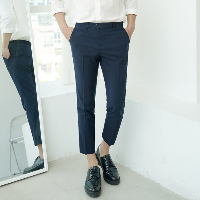 타운클로 남성용 냉감 통기성 쿨링 라인좋은 9부 슬랙스