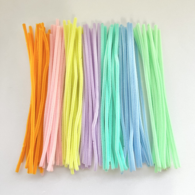 컬러 혼합 가는 모루철사 묶음 DIY 미술 공예 재료 110개, 100개, 1. 솜사탕 파스텔