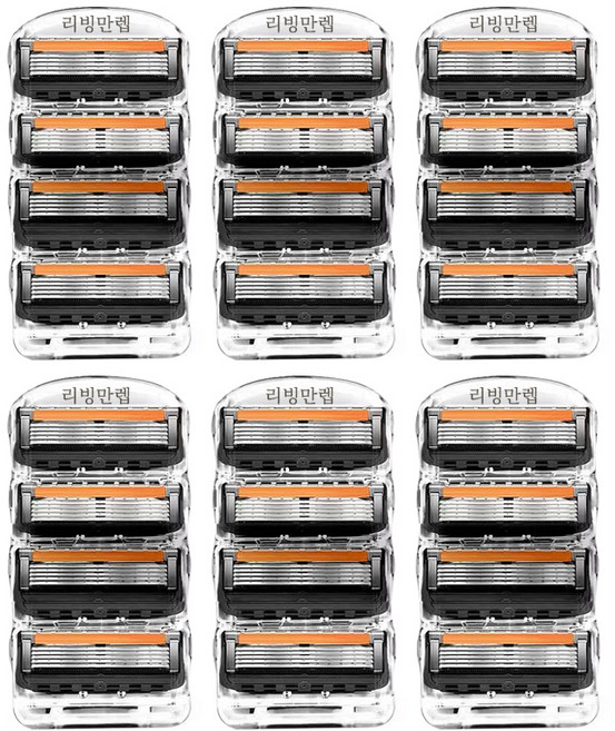 리빙만렙 신형 프로글라이드 5중날 질레트 호한용 면도날 리필 6팩 세트, 6세트, 4개입