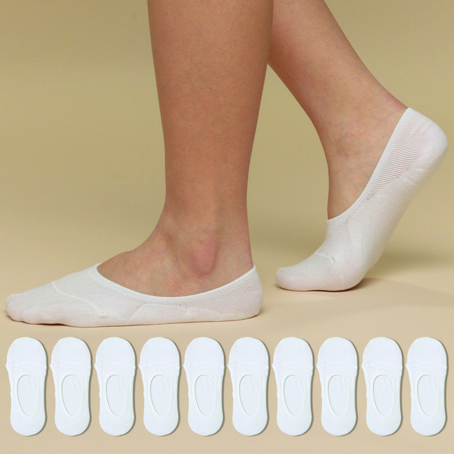 비바슈슈 여성용 쫀쫀하고 벗겨지지않는 면페이크삭스 실속형 10켤레