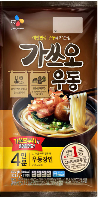 CJ [냉장] 가쓰오우동 4인분, 933.2g, 5개