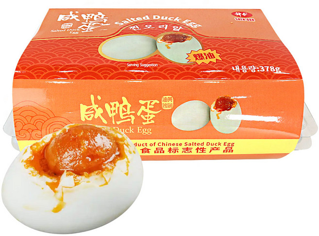 (배터짐) 선단폭유(기름진) 찐오리알 염장 오리알 야단63g 6알 한곽 밥반찬 도둑, 1개, 378g