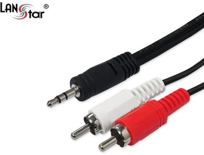 LANstar 스테레오 3.5 to 2RCA 케이블 오디오 스피커 옥스선 LS-2RST-2M, 1개