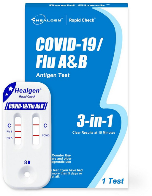 힐젠 신속 확인 COVID19 독감 A&B 항원 검사 키트 최초의 FDA 승인 OTC 3in1 및 COVID 가정용 읽기 쉬운 이중 창 15분 유통기한 18개월 1회 결과 발표, 1, 1, 1