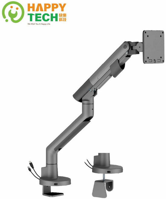 HAPPY TECH T100-12U 氣壓式螢幕支架, 1個, 深灰色, 深灰色