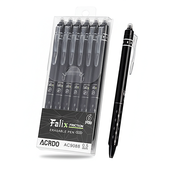 미룬토 지워지는 노크식 볼펜 0.5mm 6개 한세트, 1세트, 블랙