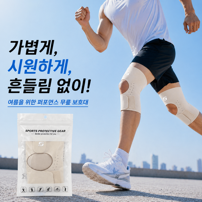 1+1 서온리 여름 얇고 통기성 좋은 무릎 보호 러닝 헬스 남성 여성 지지대 운동 무릎보호대, 스킨, 1세트