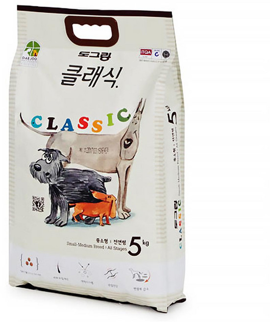 도그랑 전연령 강아지 클래식 건식사료, 닭, 5kg, 3개