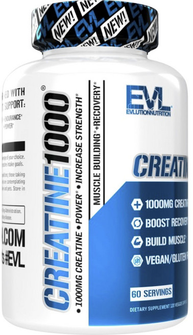 EVLUTIONNUTRITION 肌酸1000保健植物膠囊, 120顆, 1罐