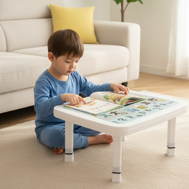 미루 5단 높이조절 한글숫자테이블 접이식 간식상 유아공부상 다용도 책상