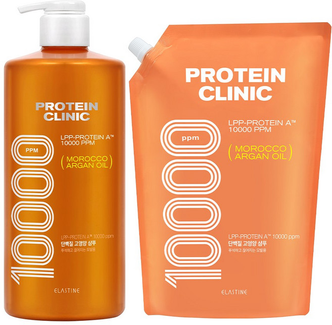 엘라스틴 프로틴클리닉 10000 샴푸 1L + 리필 900ml, 1개, 1.9L