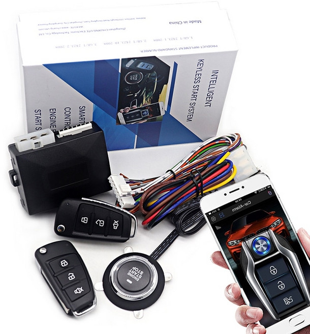 Universal car alarm autostart keyless entry system remote start kit for car push one button start st, pkes-433(bk)