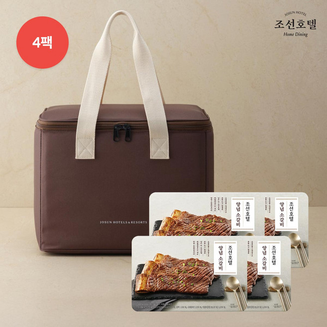 조선호텔 양념 소갈비 수제 포갈비 600g X 4팩 + 보냉백 기프트세트, 4개