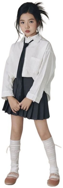 삐삐네옷가게 키즈 여아 블랙타이 셔츠 스커트룩