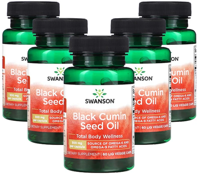스완슨 블랙 커민 씨오일 500mg 액상 베지 캡슐 60정, 5개 - 쿠팡