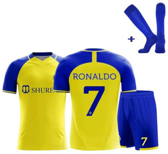 2023 사우디 리그 리야드 승리 홈 유니폼 세트 7번 호날두 반팔 축구복 세트/양말 무료 배송/아동 270552, 16, 7호, 1개