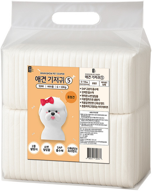 마마쇼 디럭스 암컷 애견기저귀, 중형, 50개입, 1개