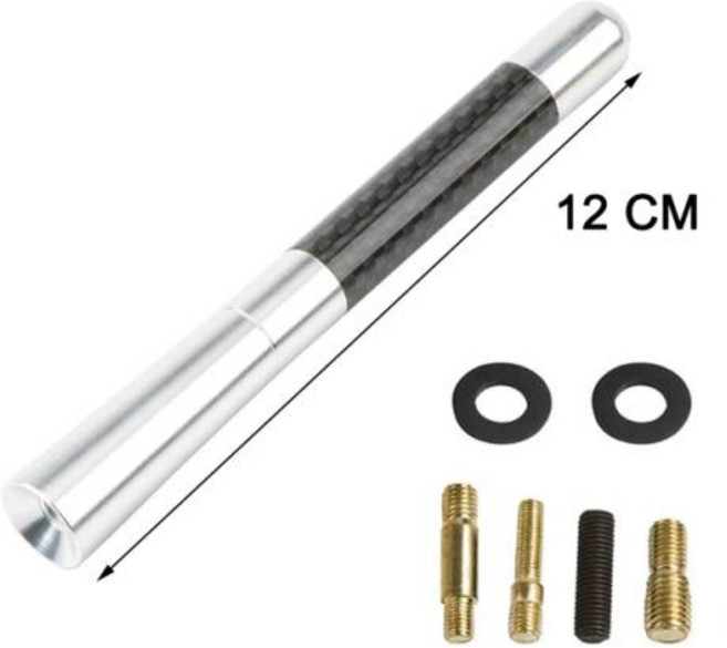 자동차 차량용 라디오 안테나 장식 튜닝 샤크 숏안테나 탄소 섬유 지붕 공중 FM/AM 금속 수신 외부 3.5 8 12cm, 9) C-01 Set 12cm