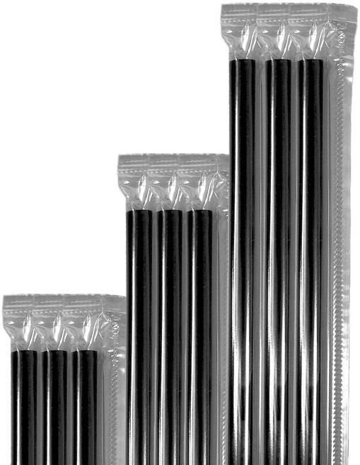 개별포장 자바라빨대 검정 스트로우 7x25cm 4팩 2000개, 4세트, 500개입