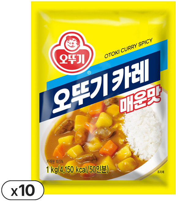 오뚜기 카레 매운맛, 1kg, 10개