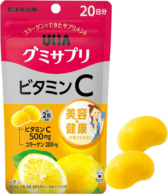 UHA味覺糖 膠原蛋白維他命C軟糖 檸檬風味, 1個, 1份