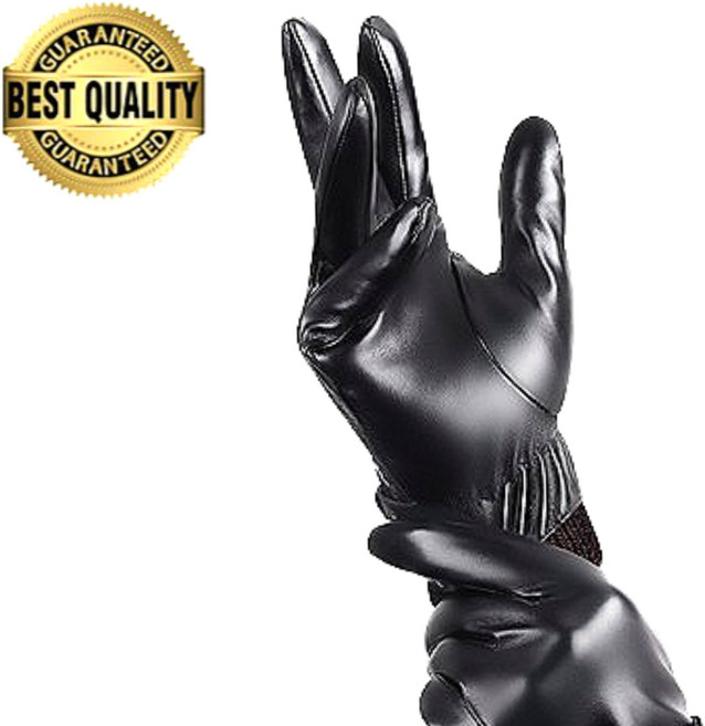 XITG 남자 가죽장갑 스마트폰 터치 기모 블랙