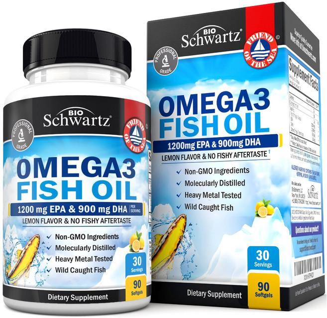 Bio Schwartz Omega 3 魚油 EPA 1200mg & DHA 900mg 軟膠囊, 90錠, 1個