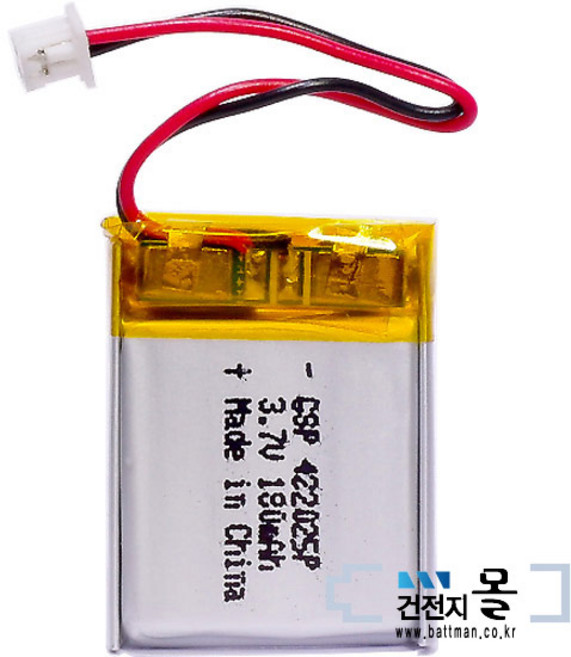 맥스파워 리튬폴리머 충전용 건전지 MP422025P(3.7V 180mAh) (KC인증제품), 1개