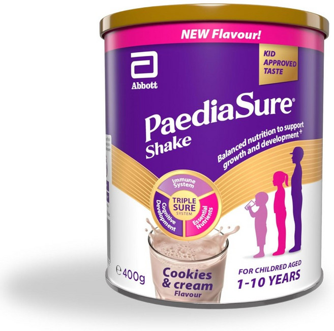 PediaSure 페디아슈어 단백질 쉐이크 쿠키앤크림맛 400g 키즈 아동 영양보충 분말 파우더 영국직배송, 1개
