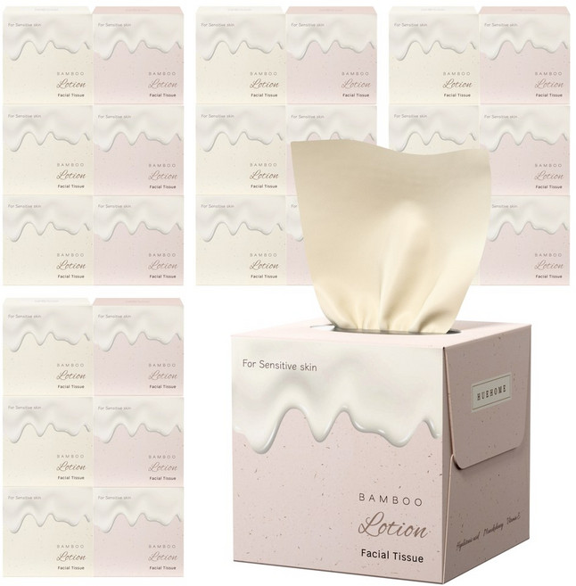 휴홈 무표백 보습 대나무 로션 티슈 미니, 24개, 250매