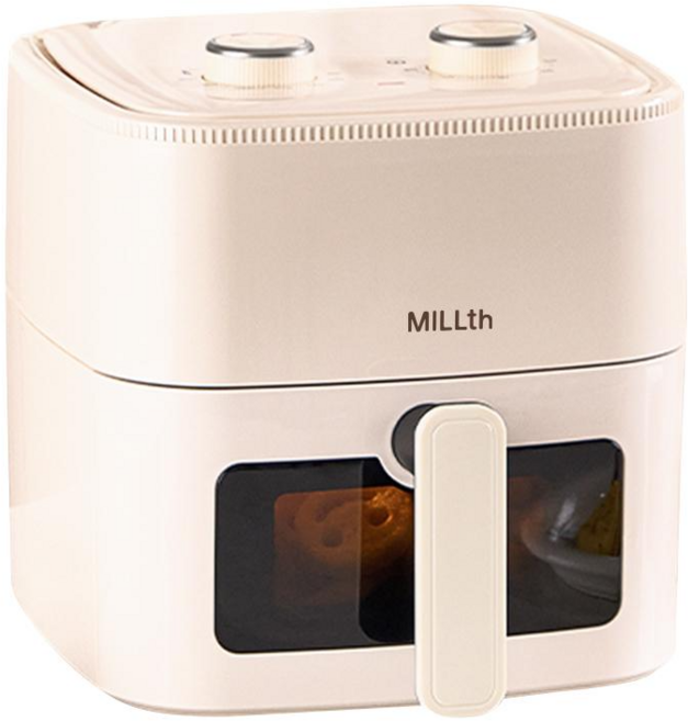 밀스 보이는 투명창 저소음 에어프라이어 5L, 크림베이지, 45801