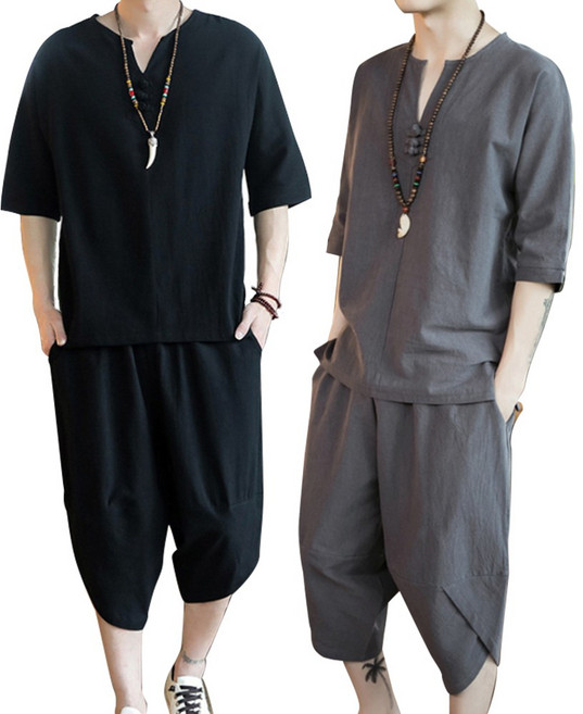 남성 린넨 생활 한복 개량 남자 반바지 여름 티 반팔