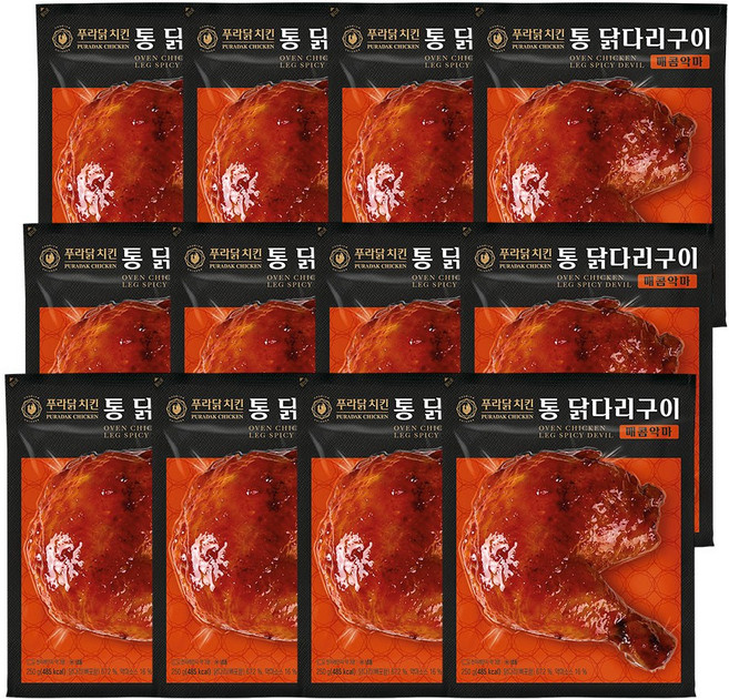 푸라닭 통 닭다리구이 매콤악마, 12개, 250g