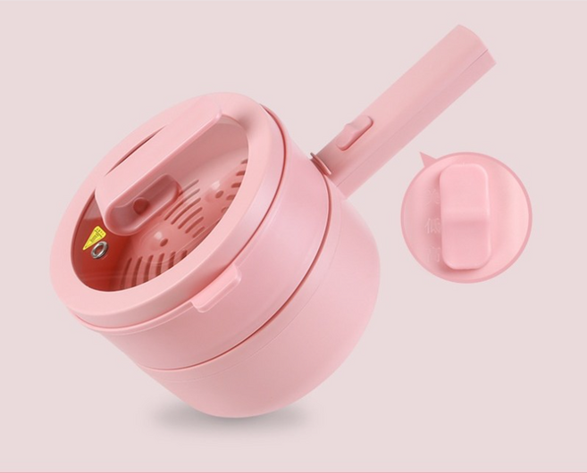 [NEW] 멀티쿠커 세라믹 2단 전기 라면포트 냄비 다기능 가정용 전기 냄비, 1.6L+찜기  핑크