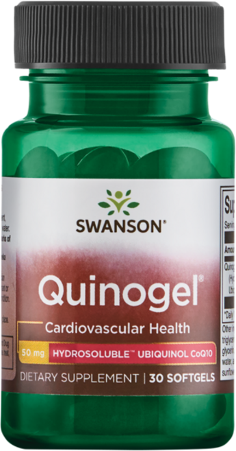 Swanson 斯旺森 Quinojel 水溶性泛醇輔酶Q10 50毫克軟膠囊, 1個, 30錠