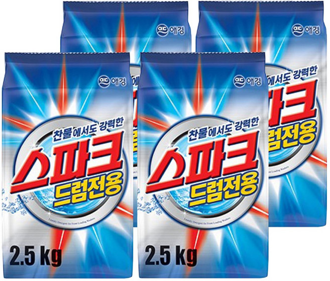 애경 스파크드럼 2.5kg리필 x 4개 찬물 드럼전용, 2.5kg