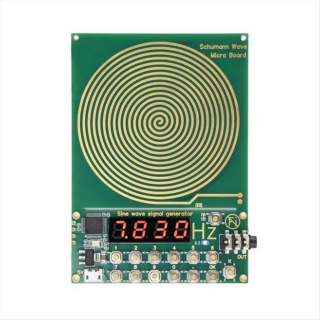 DC5V 마이크로 USB 0.01Hz-99999Hz 가변 주파수 7.83HZ 슈만 파동 발생기 쉘이없는 사인파 발생기, 그린 &amp; 골드