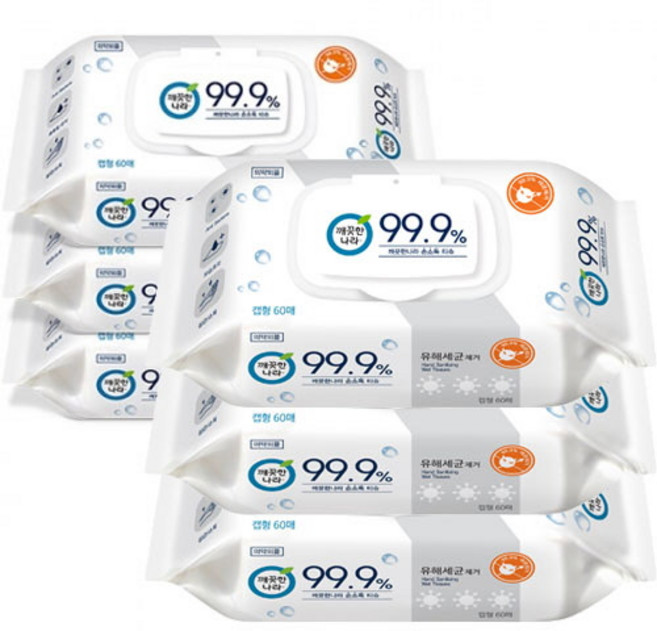 깨끗한나라 99.9% 손소독티슈 60매 3팩