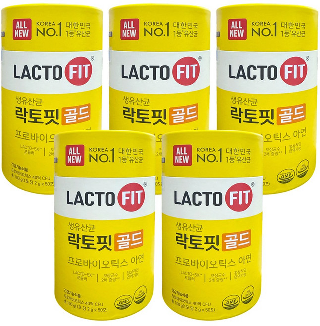 종근당건강 락토핏 생유산균 골드 업그레이드 2g 50포 5개, 100g