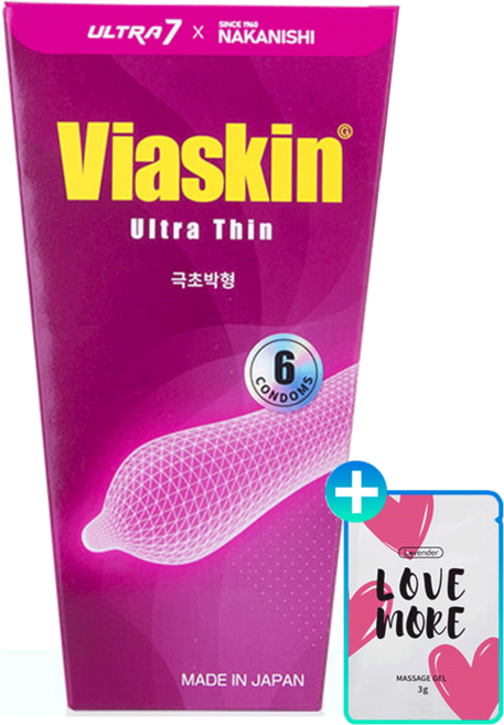 나가니시 비아스킨 울트라씬 콘돔 극초박형 + 러브모아 젤, 6개입, 1세트