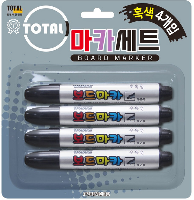 토탈하얀칠판 보드마카 검정4입, 1