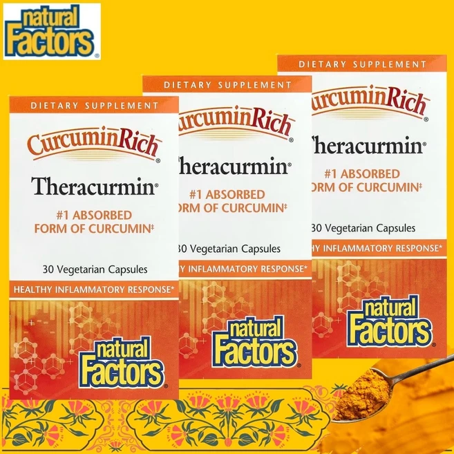 네추럴팩터스 커큐민 리치 Theracurmin 태라큐민 Curcumin 30정 3개 - 쿠팡