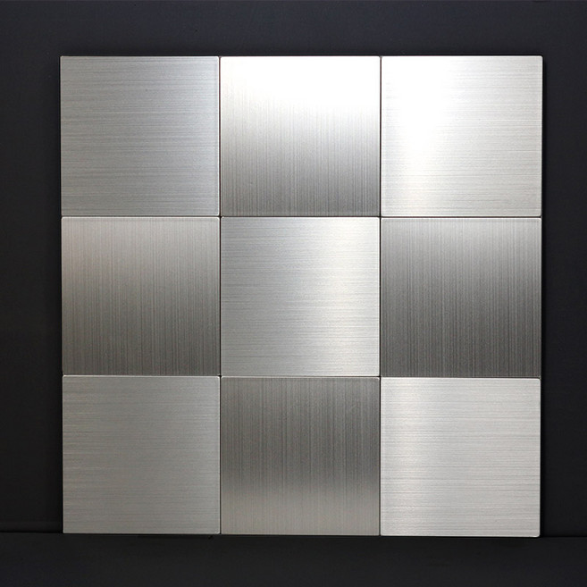 (무료배송) 현대 접착식 메탈타일(10장/1박스) 스텐타일 알루미늄타일 주방데코타일 주방리폼타일 (15시 이전 주문건 당일출고), 10개, 바둑타일10cm(HMT99302)