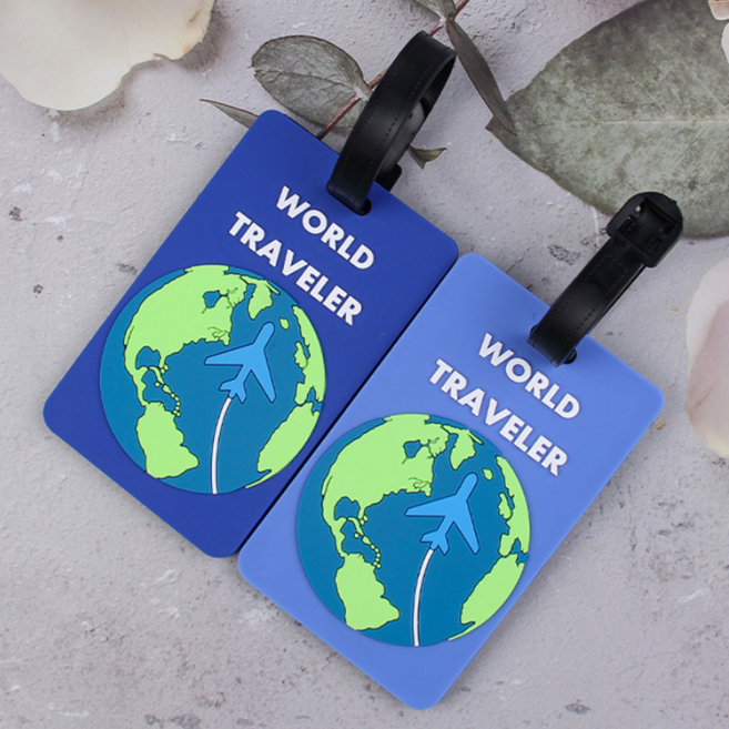 [1+1]여행용 비행기 캐리어 네임텍 WORLD TRAVELER 지구 비행기 여행가방