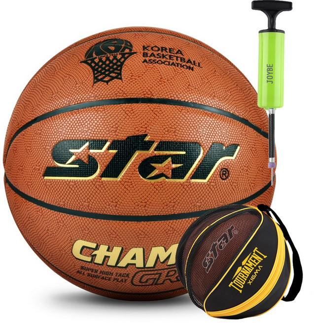스타 챔프 그립 농구공 7호+농구공 가방+단방향 볼펌프, BB4657 농구공 + 농구공가방 A형(구) + 펌프, 1개